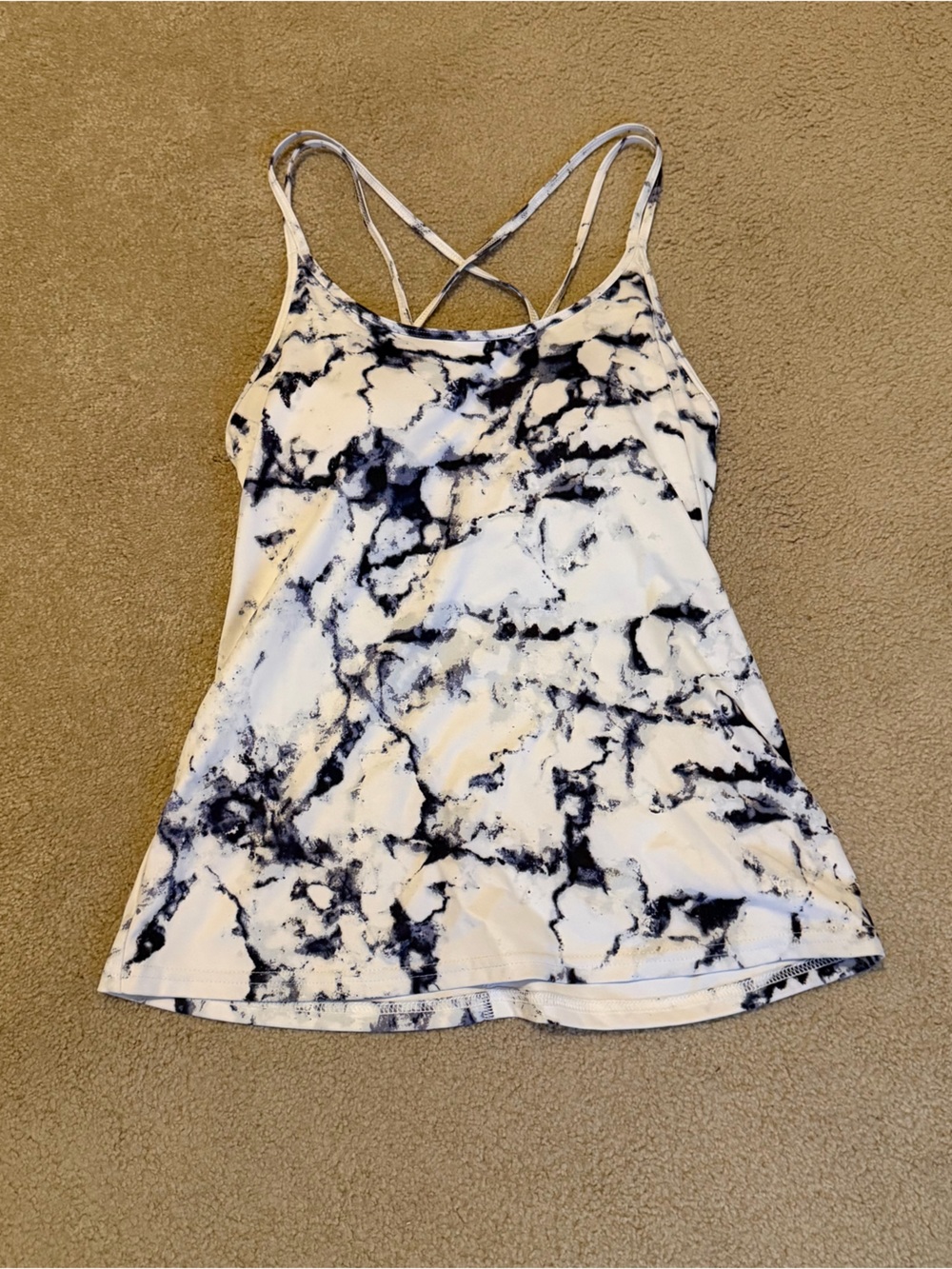 Old Navy White and Black Marble Print Strappy Tank Top